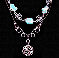 Tree of Life on turquoise silver necklace