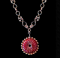 Fortune's Wheel - Red Flake Jasper wrapped in copper necklace