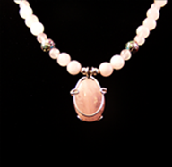 Rose quartz with cloisonne necklace