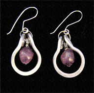 Aluminum hoops with amethyst nuggets earrings