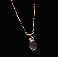 Brown tumbled glass with handmade copper links