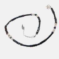 Hematite and mother of pearl choker necklace