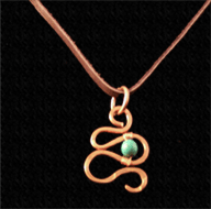 Copper pendant with real turquoise and natural leather