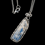 Kyanite wrapped in sterling silver