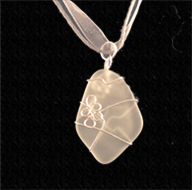 White OBX Seaglass wrapped in sterling silver